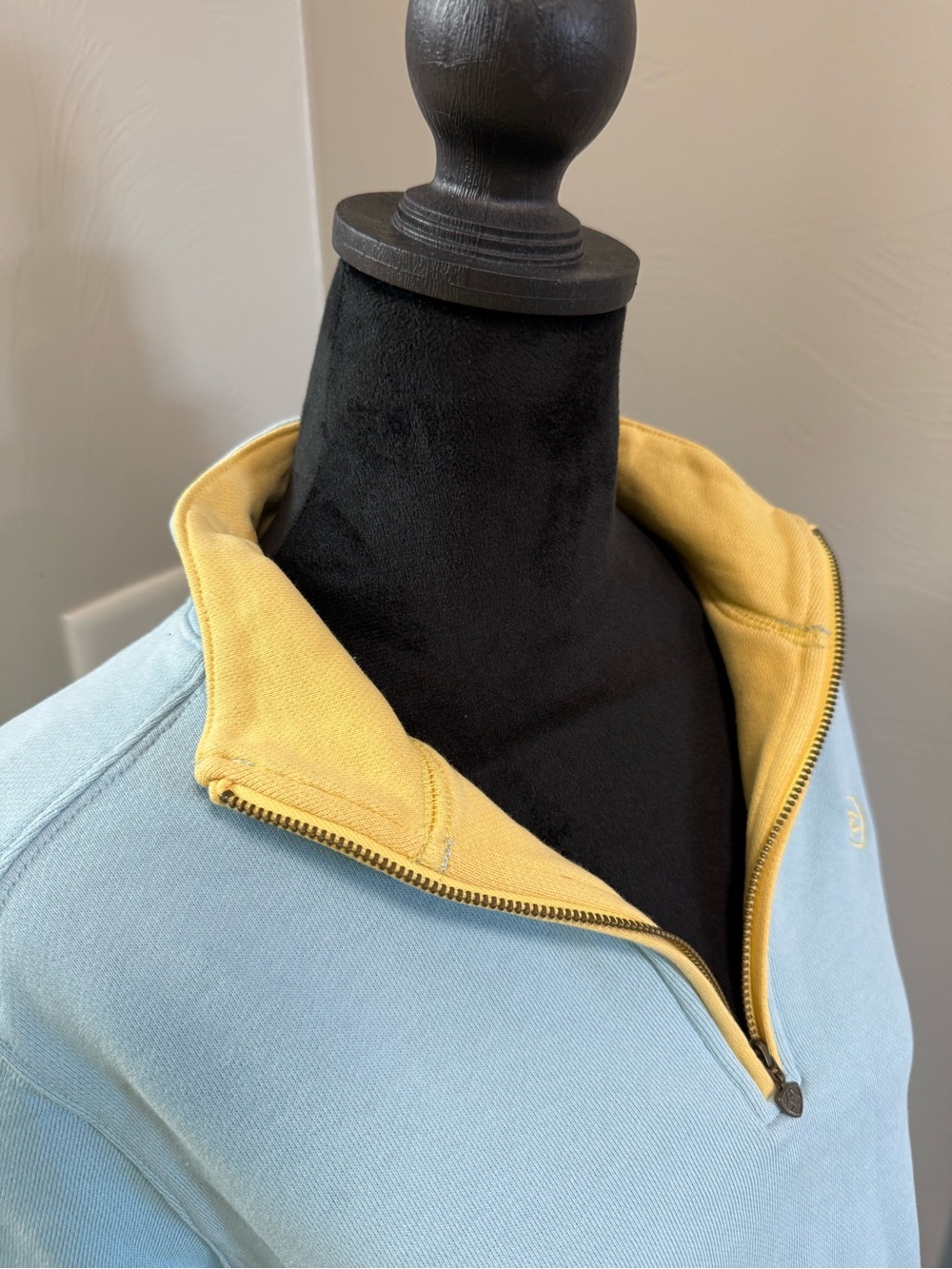 Ariat Pullover Western Baby Blue Barrel Racing 1/4 Zip Rodeo Sweatshirt Lg - Picture 5 of 9